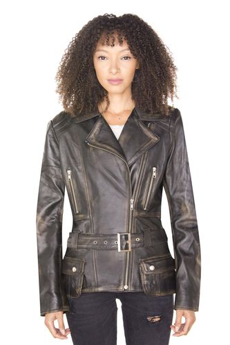 Womens Long Leather Biker Jacket-Quito - - 24 - Infinity Leather - Modalova