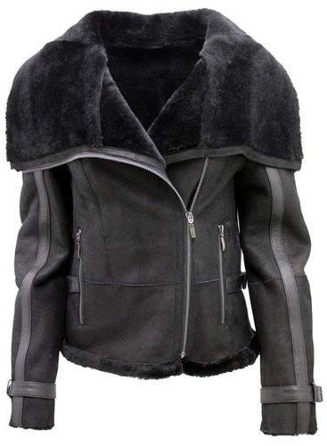 Womens Merino Sheepskin Aviator Leather Jacket-Asmara - - 24 - Infinity Leather - Modalova