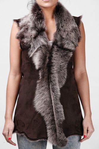 Womens Toscana Sheepskin Long Gilet-Sorocaba - - 20 - Infinity Leather - Modalova