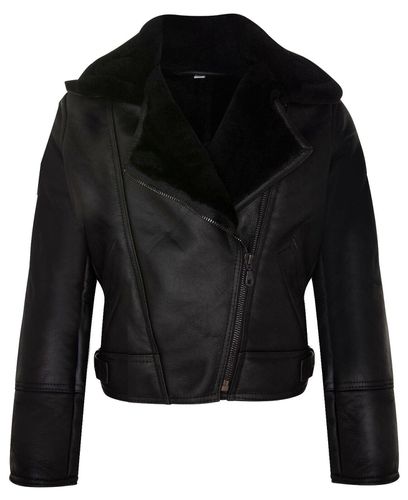 Womens B3 Sheepskin Leather Flying Jacket-Bergamo - - 16 - NastyGal UK (+IE) - Modalova