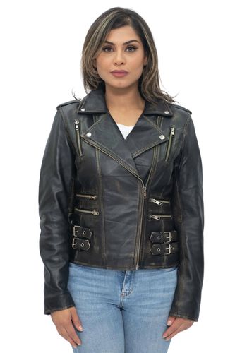 Womens Leather Vintage Brando Biker Jacket-Orlando - - 20 - NastyGal UK (+IE) - Modalova