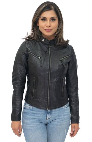 Womens Casual Slim-Fit Leather Biker Jacket-Tulsa - - 24 - Infinity Leather - Modalova