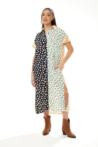 Womens Animal Print Oversized Shirt Dress with Yellow Collar - - 8 - NastyGal UK (+IE) - Modalova