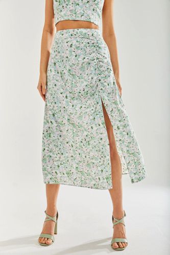 Womens Green Floral Midi Skirt - 16 - Liquorish - Modalova