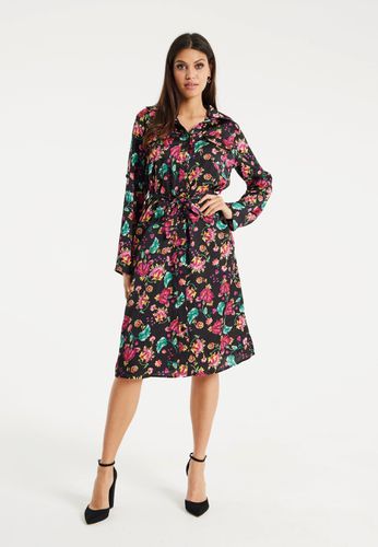 Womens Floral Print Shirt Dress In Multicolour & - 8 - Liquorish - Modalova