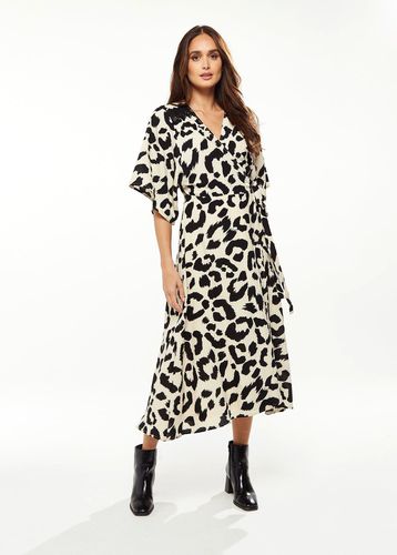 Womens Animal Print Maxi Wrap Dress with Kimono Sleeves in - 10 - Liquorish - Modalova