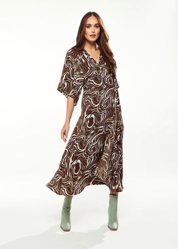Womens Scribble Print Maxi Wrap Dress With Kimono Sleeves In - 10 - Liquorish - Modalova