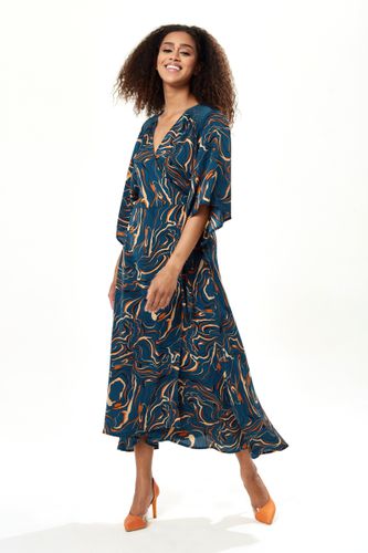 Womens Scribble Print Maxi Wrap Dress With Kimono Sleeves In Dark Green - - 10 - NastyGal UK (+IE) - Modalova