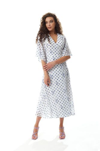 Womens Blue Floral and Polka Dot Print Midi Wrap Dress in - 10 - NastyGal UK (+IE) - Modalova