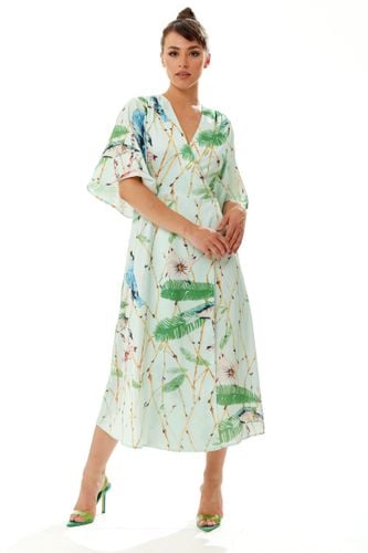 Womens Bird Print Maxi Wrap Dress in Mint - 8 - Liquorish - Modalova
