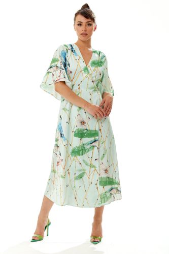 Womens Bird Print Maxi Wrap Dress in Mint - 12 - Liquorish - Modalova