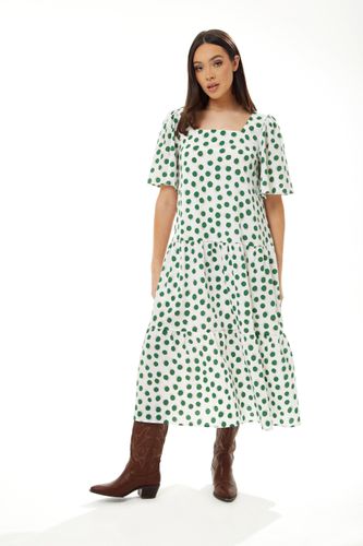 Womens A Line Midi Dress in Green Polka Dot - - 10 - Liquorish - Modalova
