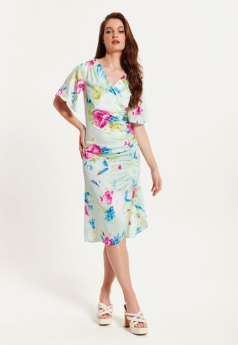 Womens Midi Wrap Dress With Floral Print in Mint Green - - 8 - NastyGal UK (+IE) - Modalova
