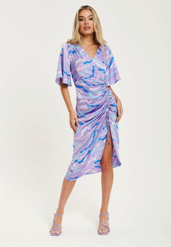 Womens Midi Wrap Dress With Abstract Zebra Print in Lilac - - 8 - Liquorish - Modalova