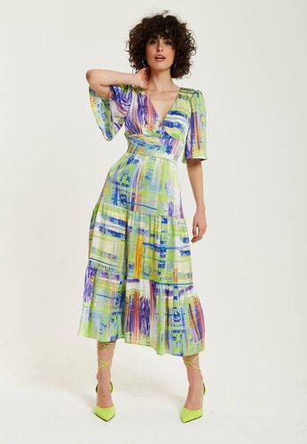 Womens Abstract Print Midi Dress with Short Sleeves - 8 - Liquorish - Modalova