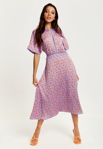Womens Cheetah Print Midi Dress With Mesh Detailing In Lilac And Orange - - 8 - NastyGal UK (+IE) - Modalova