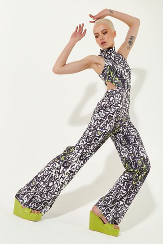 Womens Abstract Print High Neck Jumpsuit With A Cut Out Back - - 8 - NastyGal UK (+IE) - Modalova