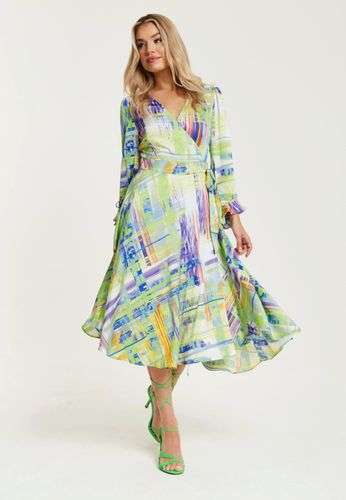 Womens Abstract Print Midi Wrap Dress in - 8 - Liquorish - Modalova