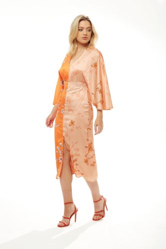 Womens Kimono Midi Dress with Open Back in Orange Oriental Print - - 8 - NastyGal UK (+IE) - Modalova