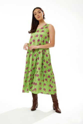 Womens A-Line Maxi Dress In Green Floral Print - - 14 - Liquorish - Modalova