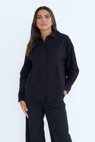 Womens Beige Linen Blend Oversized Shirt - - 14 - Urban Bliss - Modalova