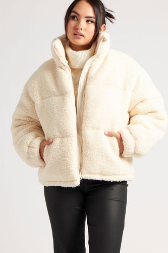 Womens Cream Teddy Borg Short Coat - - 12 - NastyGal UK (+IE) - Modalova