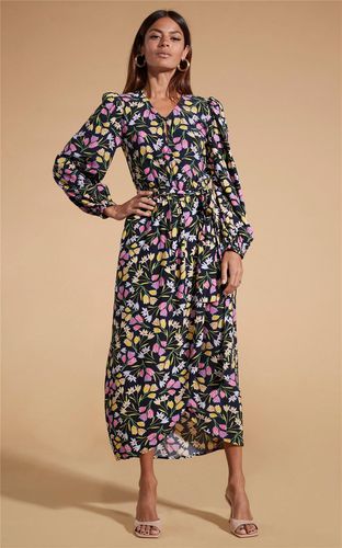 Womens Mabel Floral Print Midaxi Mock Wrap Dress Stylish Long Sleeve Outfit - - 6 - NastyGal UK (+IE) - Modalova