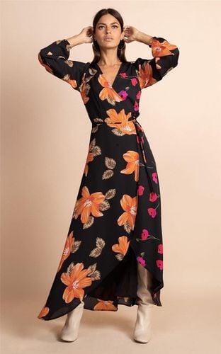 Womens Jagger Floral Print Maxi Dress Lightweight V-Neck Wrap Front Outfit - - 6 - Dancing Leopard - Modalova