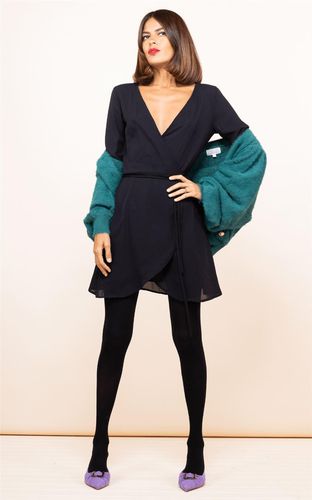 Womens Teagan Stylish 3/4 Sleeve Mini Dress Deep V-Neck Wrap Front Outfit - - 10 - Dancing Leopard - Modalova