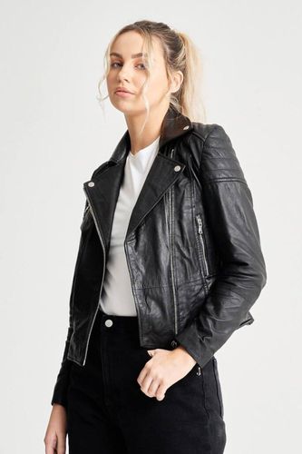 Womens Textured Leather Biker Jacket - - 6 - Barneys Originals - Modalova