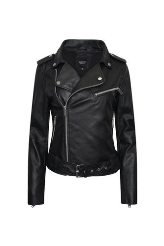 Womens Plus Size Belted Leather Biker Jacket - - 18 - Barneys Originals - Modalova
