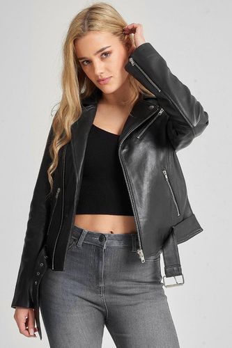 Womens Belted Leather Biker Jacket - - 16 - NastyGal UK (+IE) - Modalova