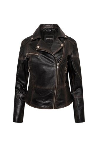 Womens Petite Washed Leather Biker Jacket - - 6 - Barneys Originals - Modalova