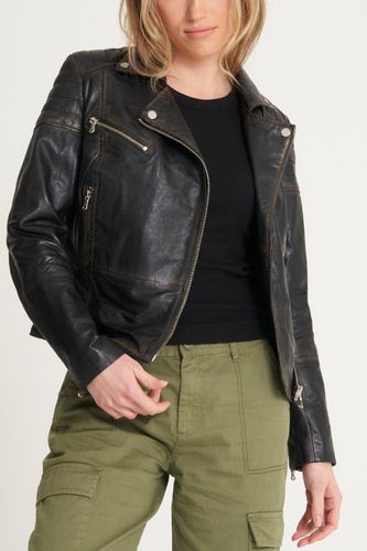 Womens Tall Washed Leather Biker Jacket - - 14 - Barneys Originals - Modalova