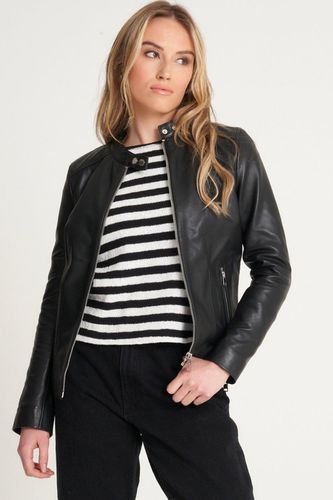 Womens Real Leather Racer Jacket - - 8 - Barneys Originals - Modalova