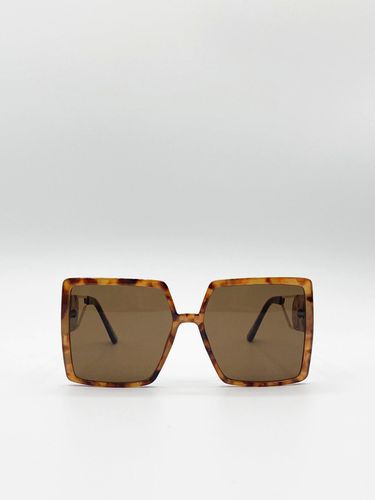 Womens Oversized Square Sunglasses With Temple Frame Detail - - One Size - SVNX - Modalova