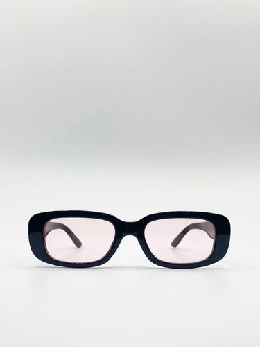 Plastic Frame Retro Rectangle Sunglasses with Clear Lenses - - One Size - SVNX - Modalova