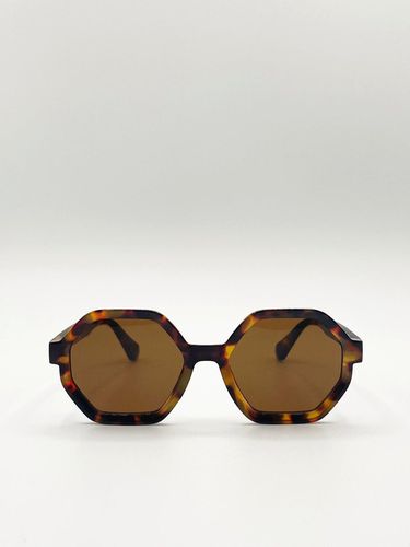 Womens Tortoiseshell oversized Hexagon frame sunglasses - - One Size - SVNX - Modalova