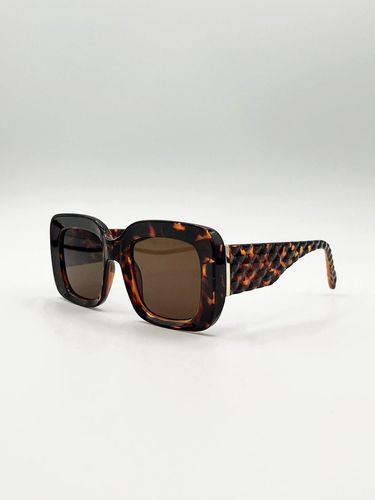 Womens Oversized Square Sunglasses with Diamond Check Print Arm - - One Size - NastyGal UK (+IE) - Modalova