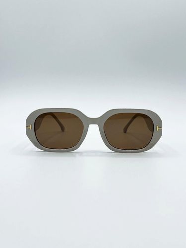 Womens Oval Sunglasses with Wide Arm in Cream - - One Size - NastyGal UK (+IE) - Modalova