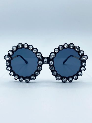 Womens Round Floral Gem Novelty Sunglasses in - One Size - SVNX - Modalova