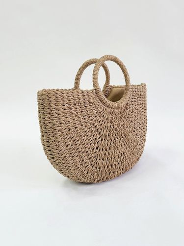 Womens Round Woven Straw Holdall With Circular Handle - - One Size - SVNX - Modalova