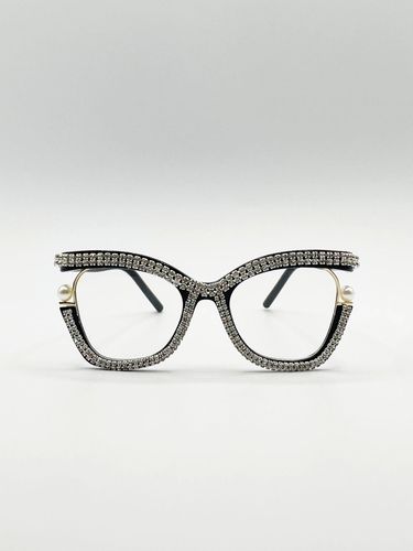 Womens Festival Diamante with Pearls Cateye Glasses - - One Size - SVNX - Modalova