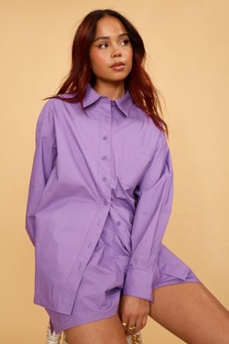 Womens Oversized Long Sleeved Shirt With Embroidery Detail In - 14 - NastyGal UK (+IE) - Modalova