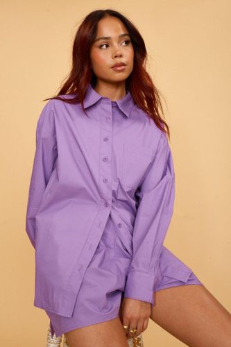 Womens Oversized Long Sleeved Shirt With Embroidery Detail In - 16 - NastyGal UK (+IE) - Modalova