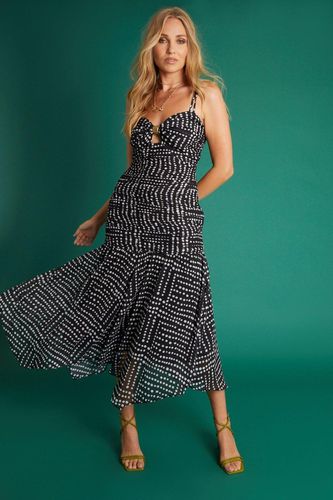 Womens Double Strap Midi Dress with Polka Dot and Ruched Detail In - 10 - NastyGal UK (+IE) - Modalova