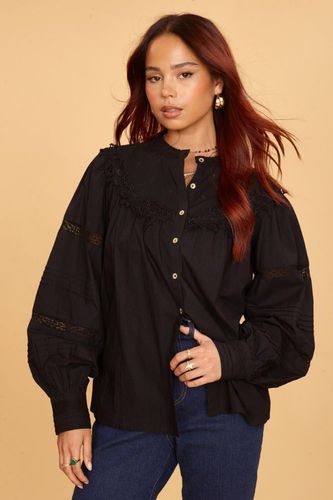 Womens Long Sleeved Shirt With Lace Detailing In - 10 - NastyGal UK (+IE) - Modalova