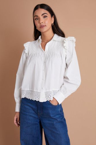 Womens Pintuck Detail Lace Trim Shirt - - 8 - NastyGal UK (+IE) - Modalova