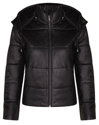Womens Puffer Leather Bomber Jacket-Ajax - - 14 - Infinity Leather - Modalova