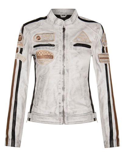 Womens Leather Biker Racing Badges Jacket-Agadir - - 22 - Infinity Leather - Modalova